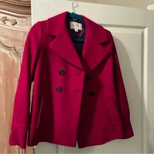Banana Republic Women's Wool Fuchsia Pea Coat